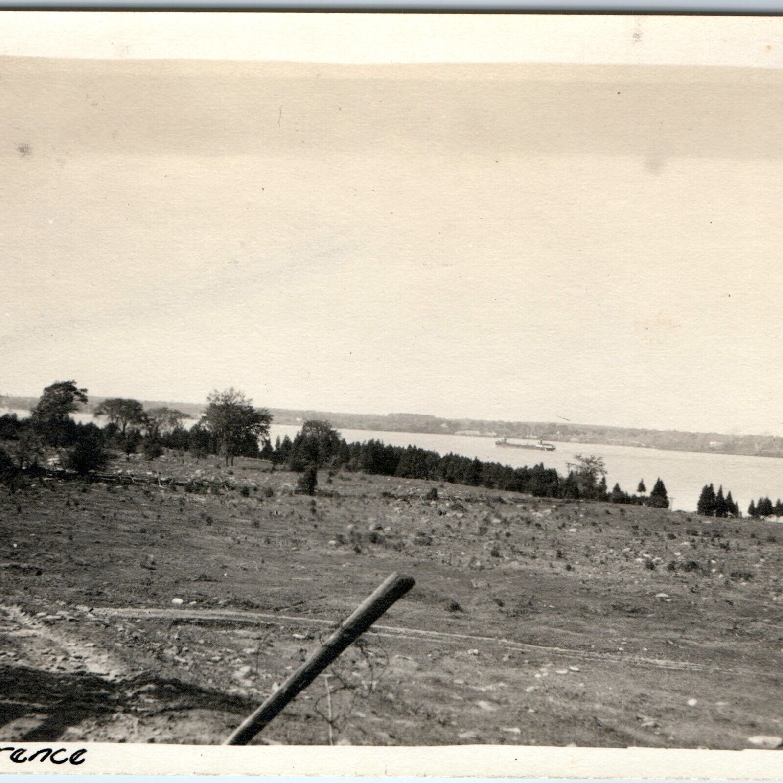 c1910s St. Lawrence River NY Scenic from Farm Real Photo Freight Steam Ship A154