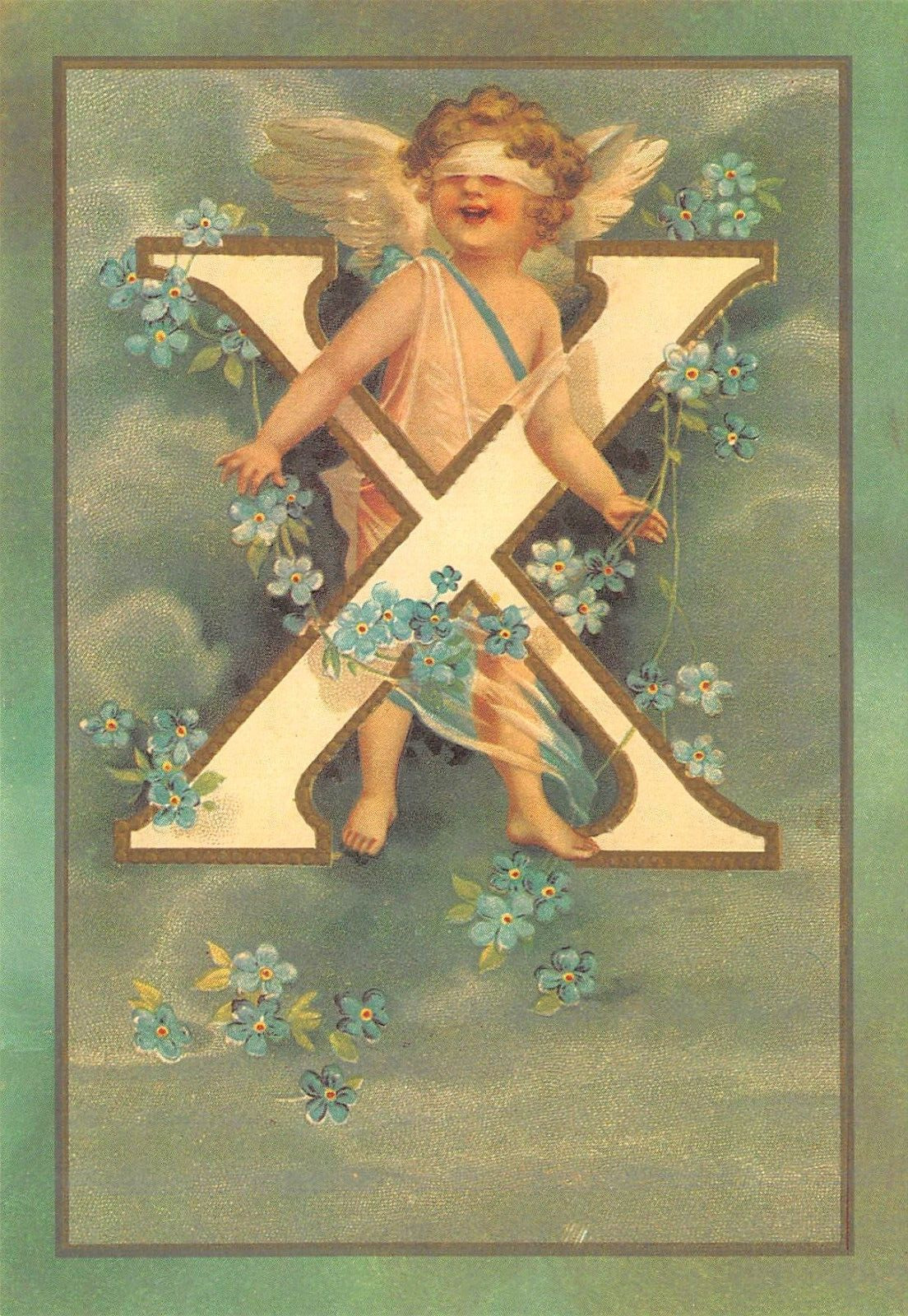 L\'Alphabet Des Angelots Cupid\'s Paris Alphabet Letter X Postcard 5855c