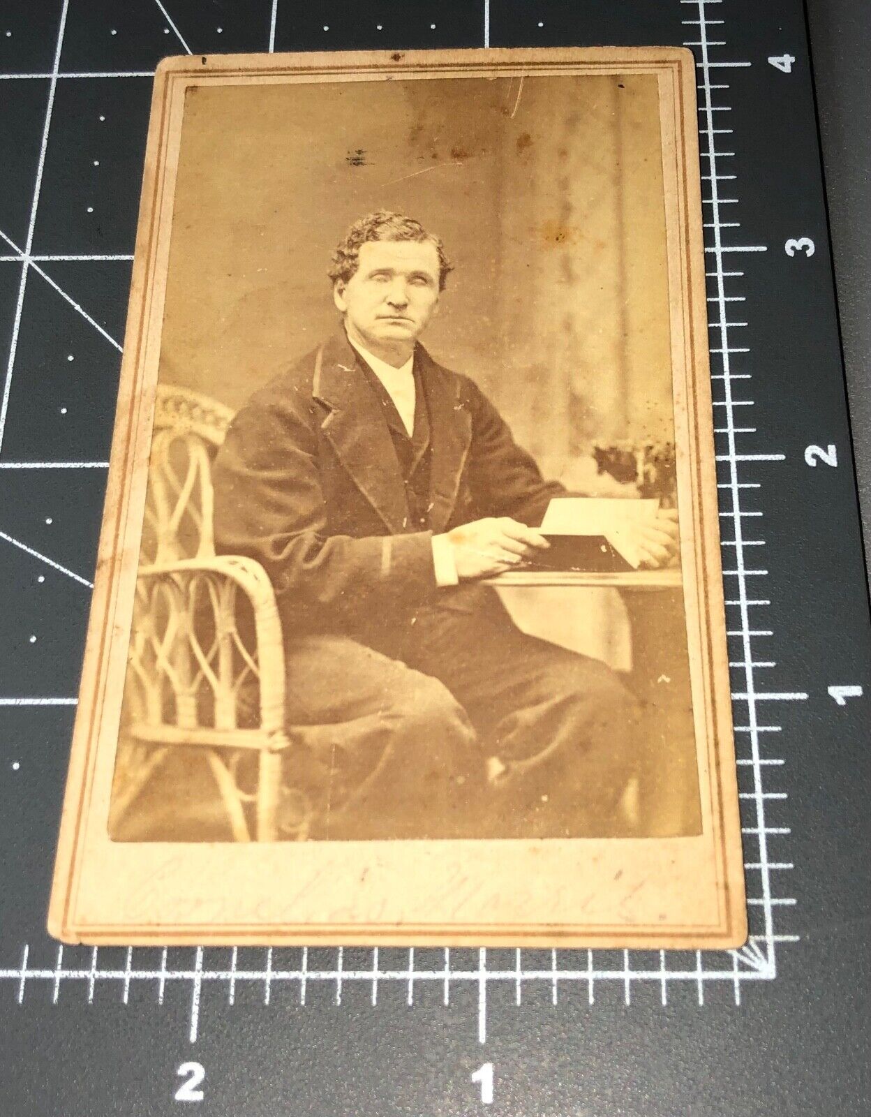 1880s Man Decatur IL Illinois A M Lapham’s Photographer Studio Antique CDV PHOTO