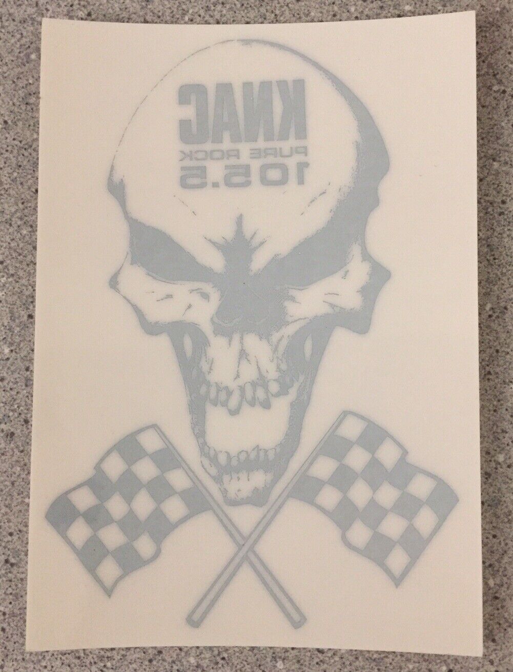Pure Rock 105.5 KNAC Racing Skull Static Cling Sticker Long Beach Grand Prix NEW