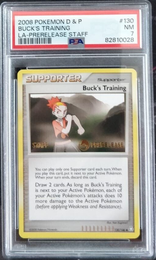 Buck\'s Training - 130/146 Legends Awakened Prerelease Promo Pokemon Card PSA 7