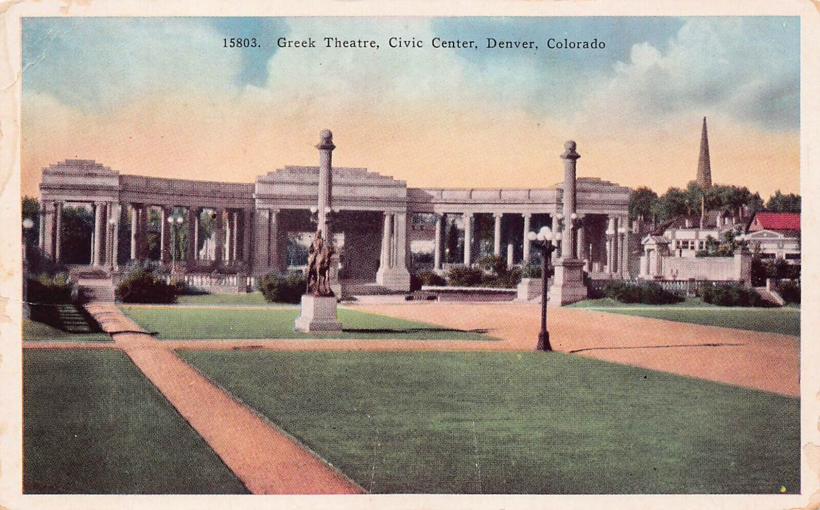 Denver CO Colorado Greek Theatre Downtown Civic Center Vtg Postcard B9