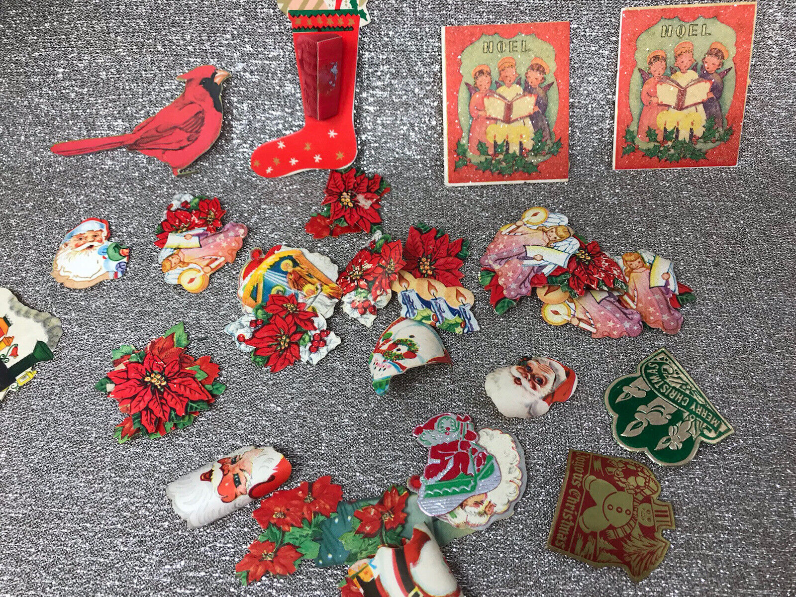 Approx 50 Vintage Gummed Christmas Seals Stickers Tags Unbranded 1950’s