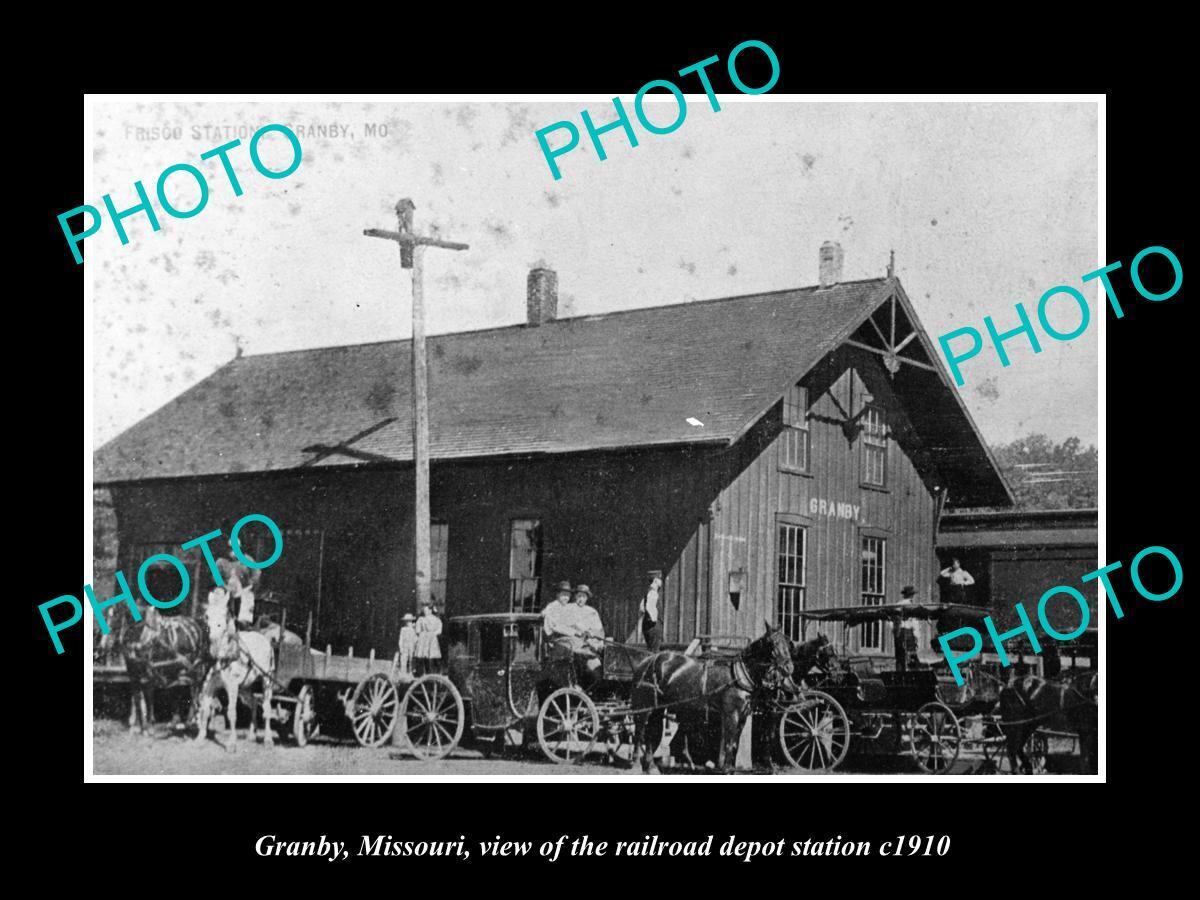 OLD LARGE HISTORIC PHOTO OF GRANBY MISSOURI THE RAILROAD DEPOT STATION c1910