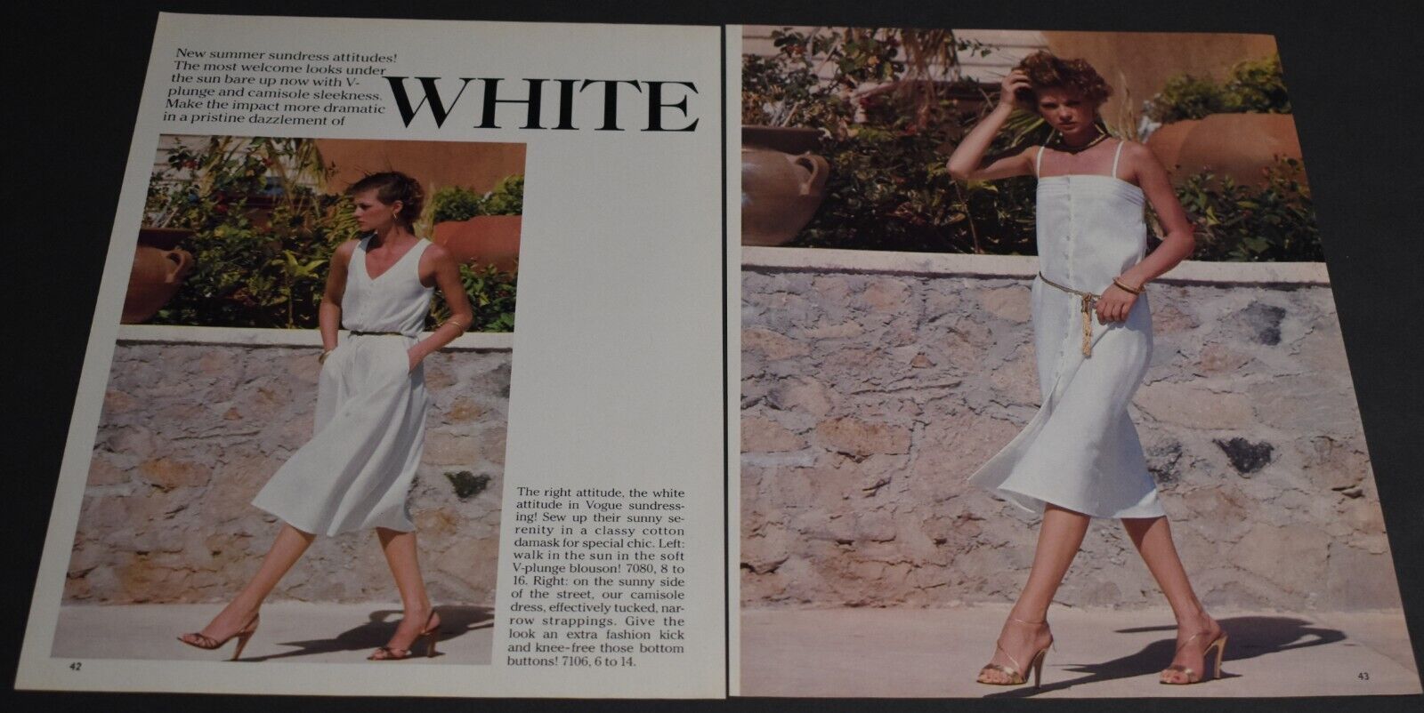 1978 Print Ad Sexy Heels Long Legs Blonde Vogue White Dress Fashion Style Art