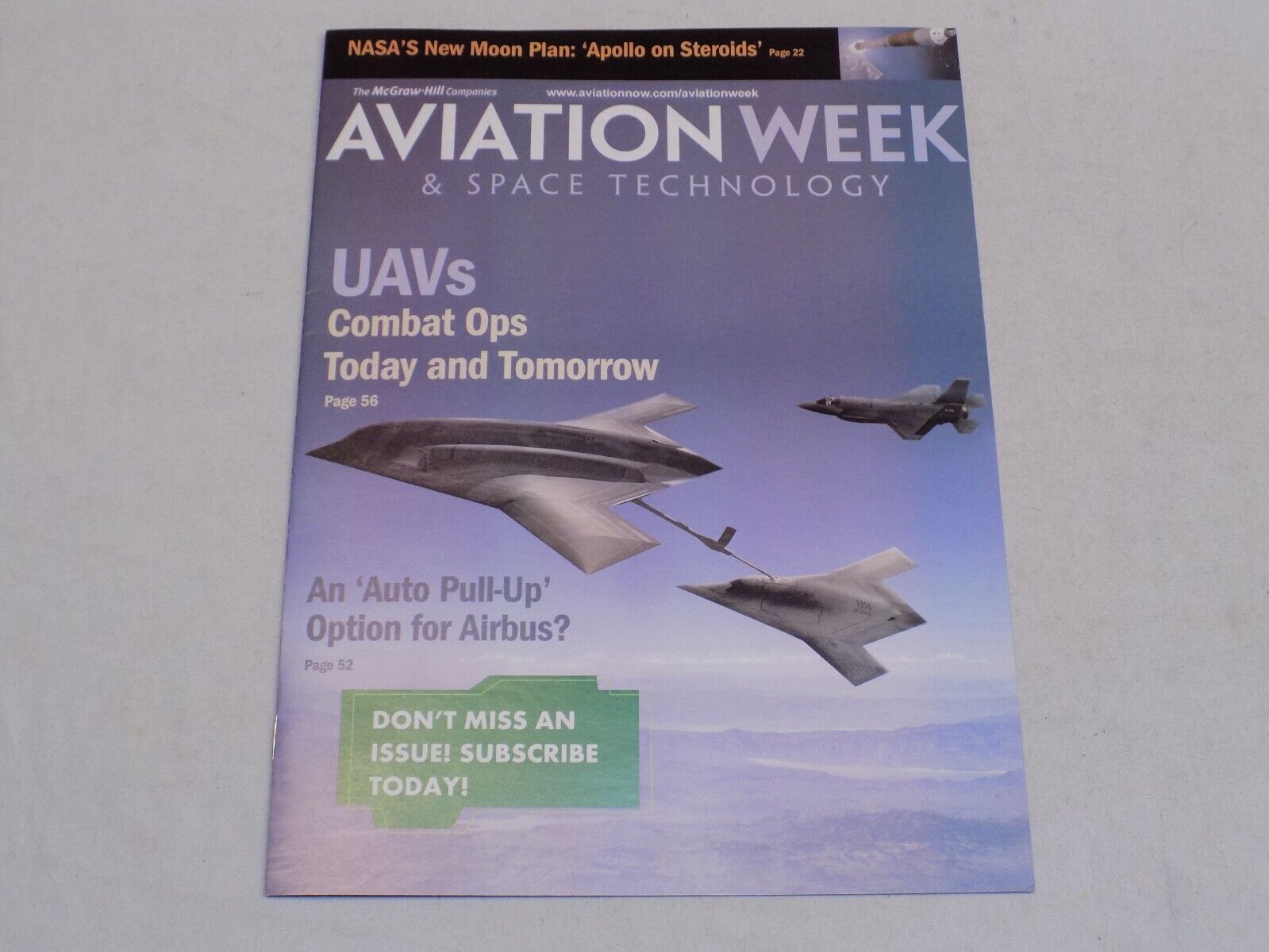 Aviation Week Magazine Subscription Advertisement UAV\'s Combat Ops Air Planes 