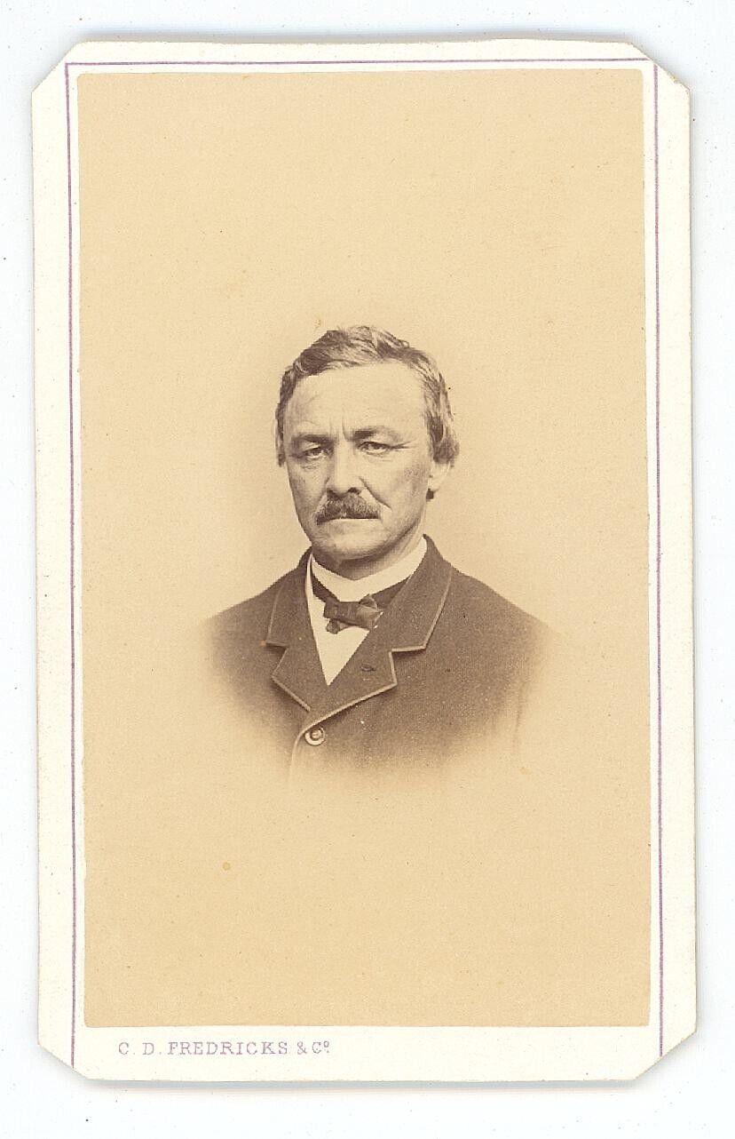 Antique CDV Circa 1870s Fredricks Rugged Older Man With Mustache New York, NY
