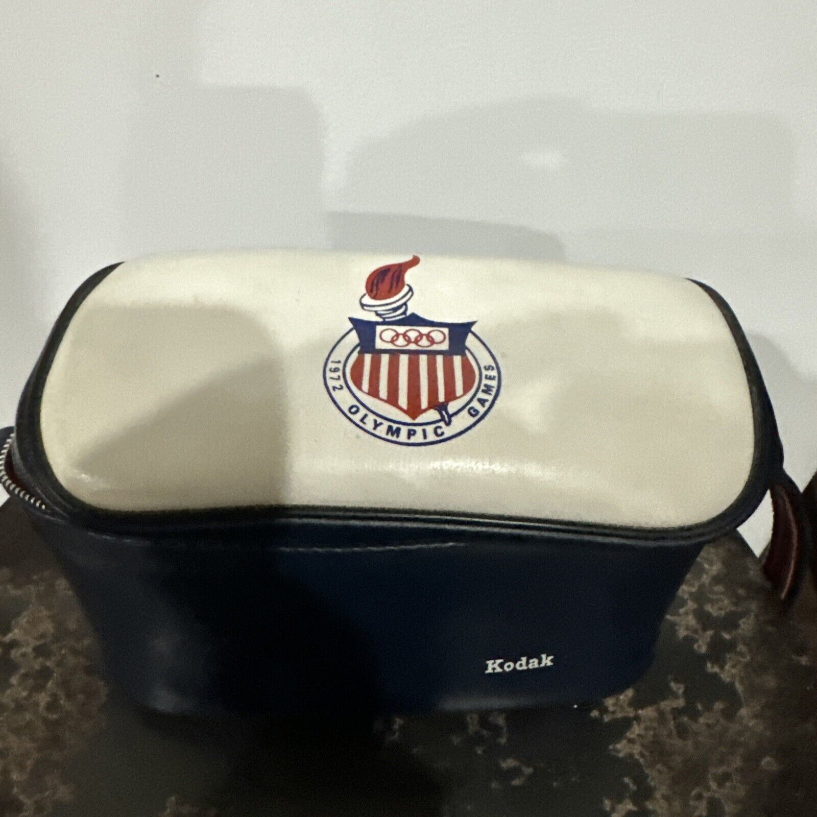 1972 Vintage Olympic Games Kodak Camera Carrying Bag Case Red White Blue Strap