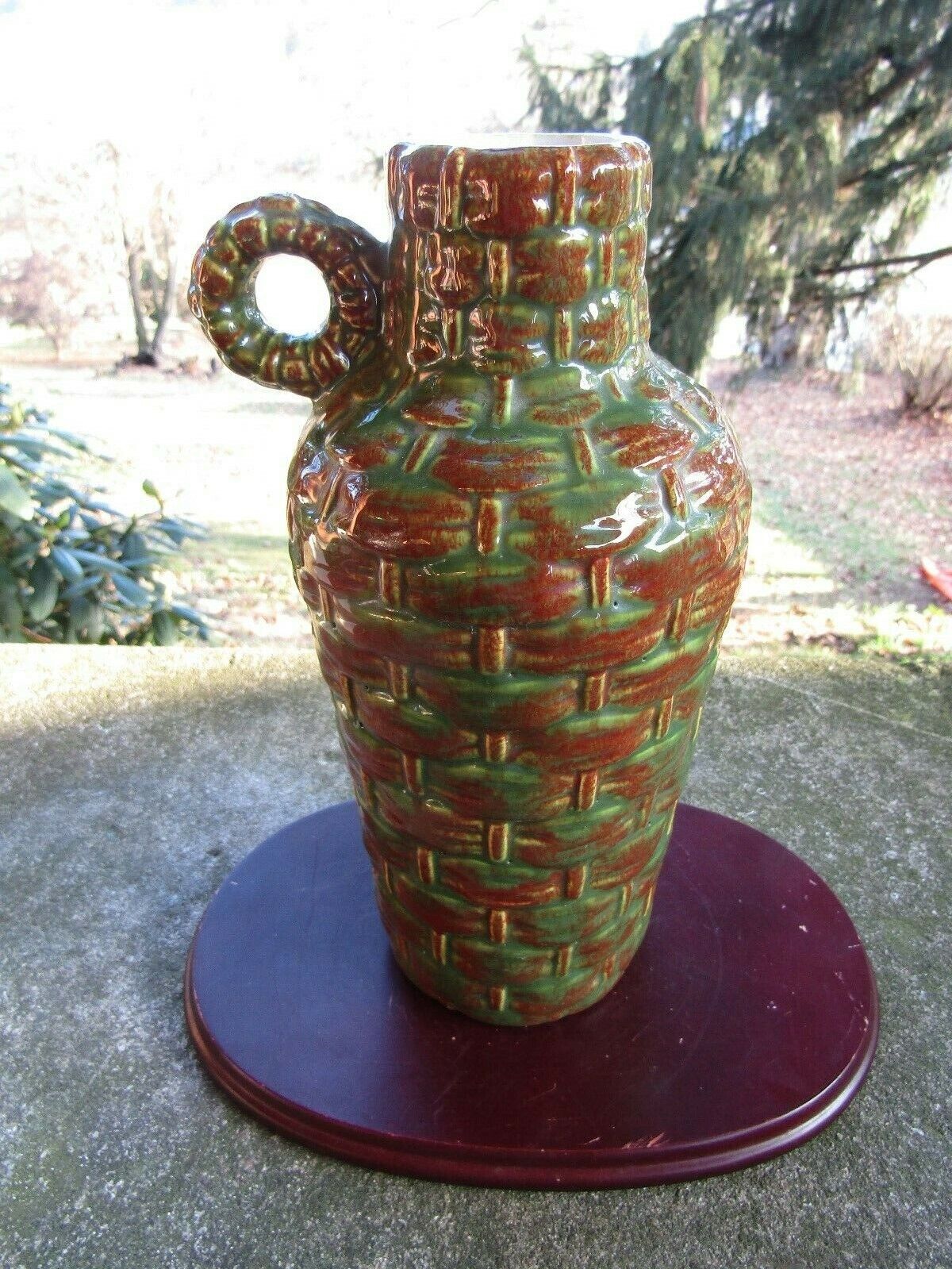 Vintage Decorative Ceramic Basket Vase- Jug- Jar- ~ 9.0” H