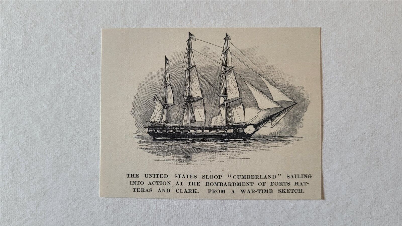 USS Cumberland Sloop Ship Fort Hatteras Fort Clark 1888 Civil War Picture