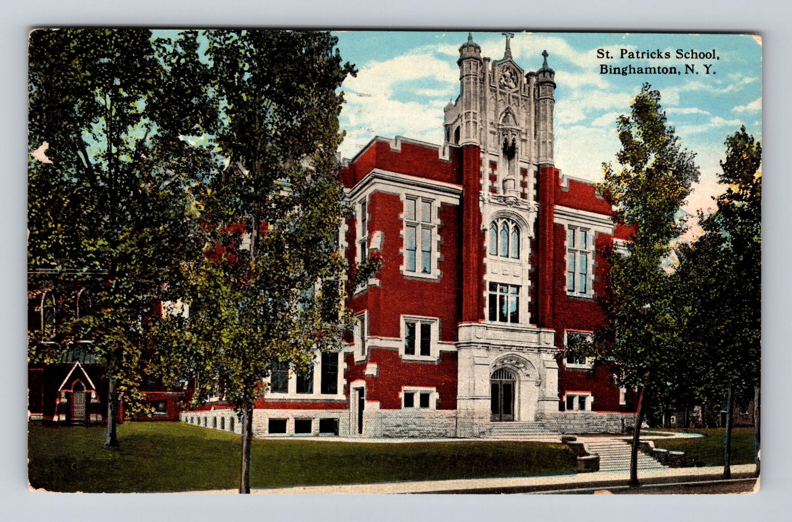 Binghamton NY-New York, St Patrick's School, Antique, Vintage c1919 Postcard