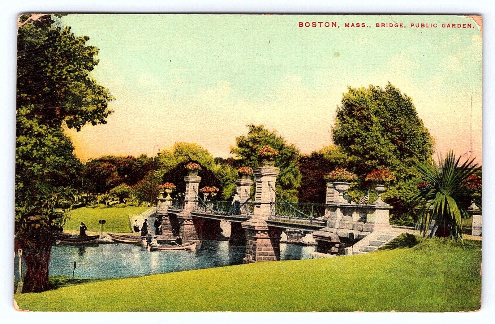 Vintage Postcard Massachusetts, Bridge, Public Garden, Boston,  MA. c1910