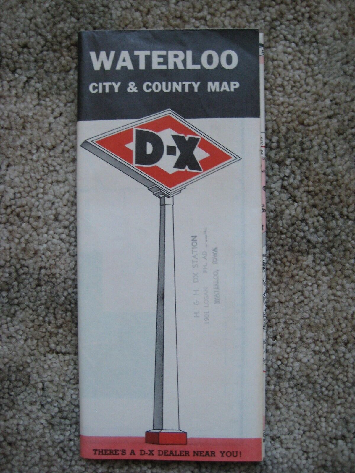 1950\'s Road Map, Waterloo Iowa, Cedar Falls, DX, H&H DX  Station