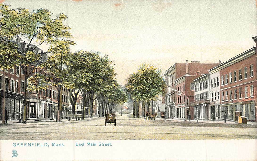Raphael Tuck East Main Street Early View Greenfield MA Mass c1905 P175