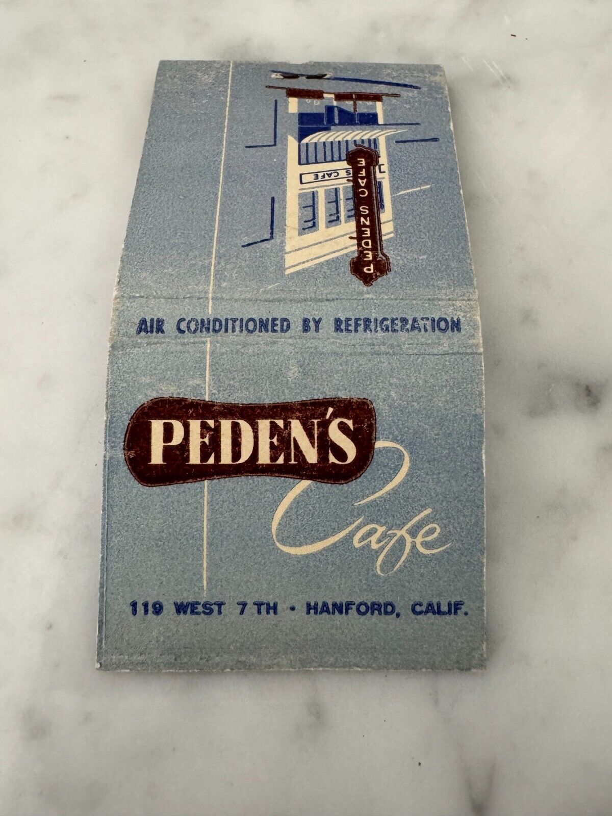 Peden\'s Cafe Home Made Pastries Hanford CA Full Unstruck Feature Matchbook
