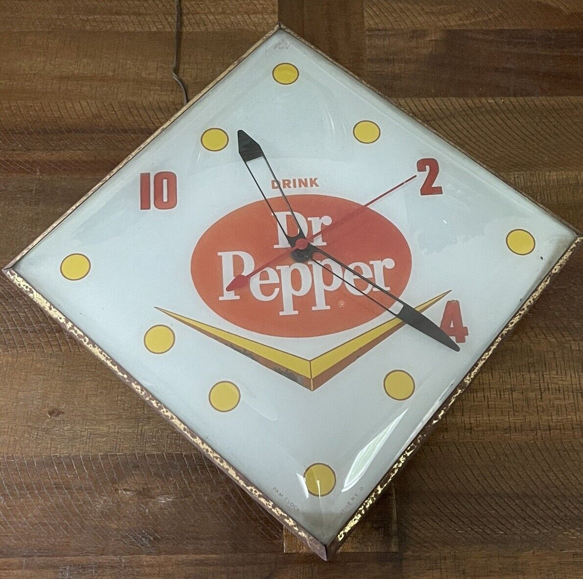Vintage Dr Pepper Lighted Wall Clock By Pam Clock Co 16x16”