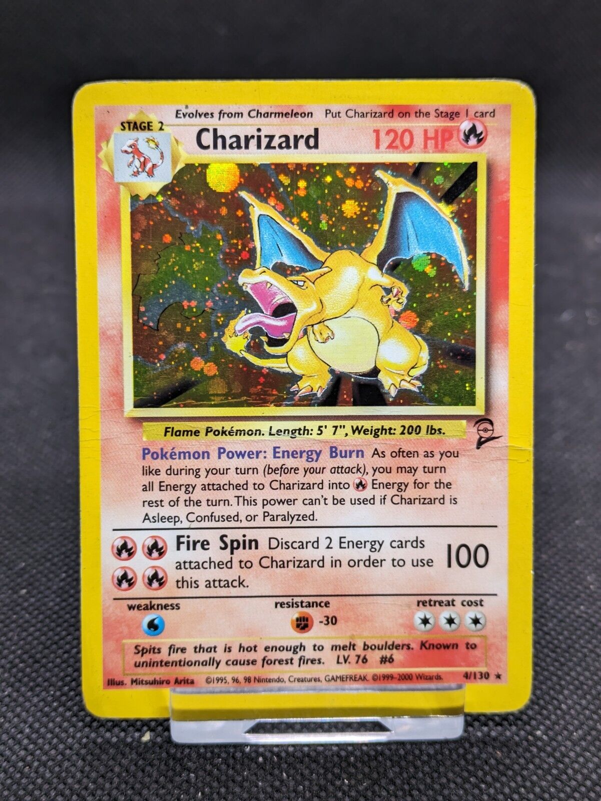 Pokemon Card Charizard 4/130 Base Set 2 Holo Rare WOTC Played