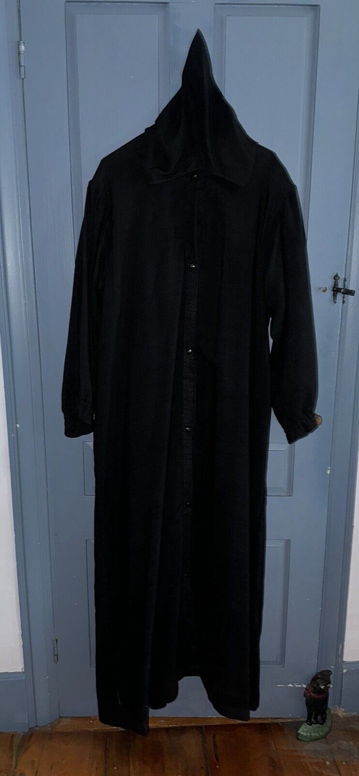 1890 Odd Fellows Black Hooded Fraternal Robe Scene Bearer Fuller Regalia