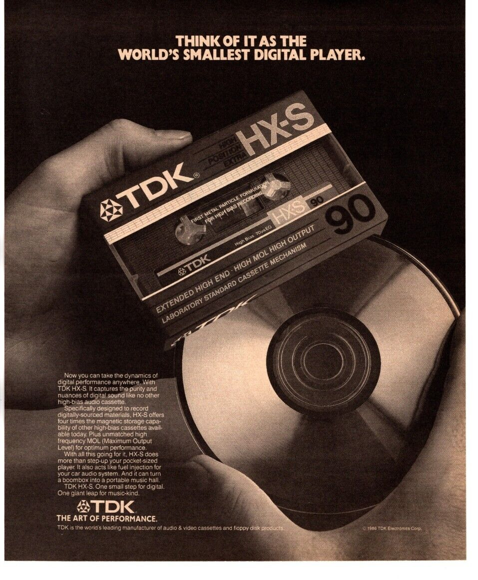 1987 TDK HX-S 90 CASSETTE TAPE PRINT AD VINTAGE AUDIO RECORDING TAPE AD