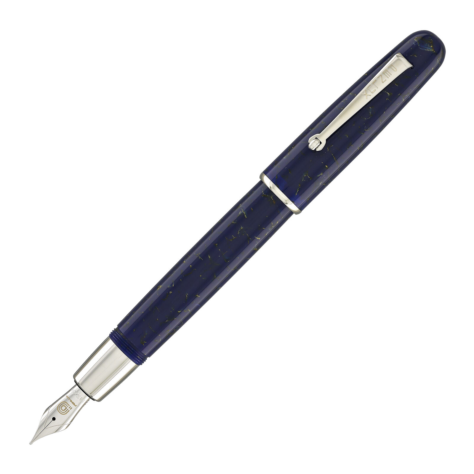 Penlux Elite Fountain Pen in Lapis Blue Celluloid - 18kt Gold Medium Nib - NEW