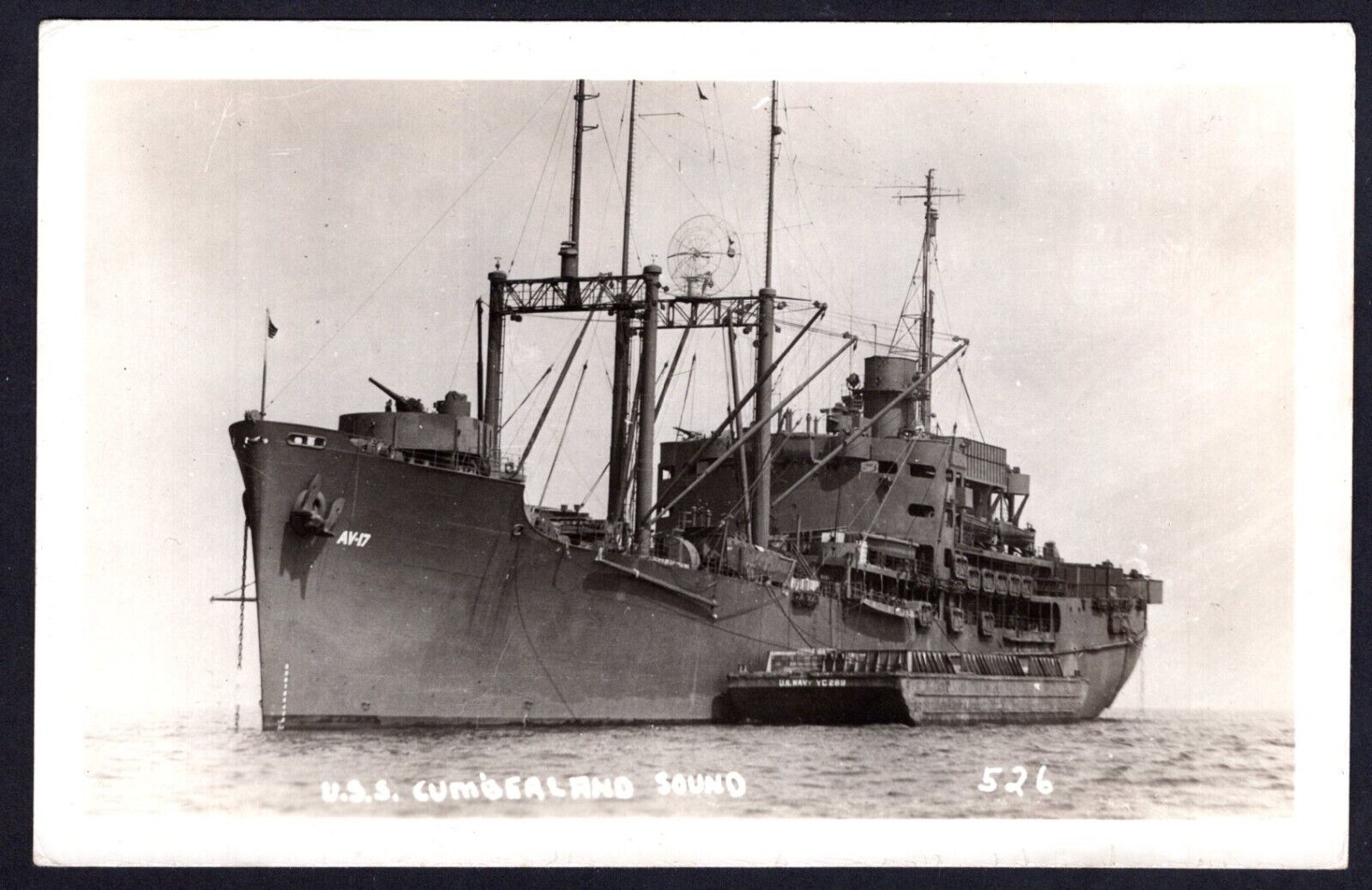 USS Cumberland Sound Battleship RPPC Real Photo Vintage Postcard Unused