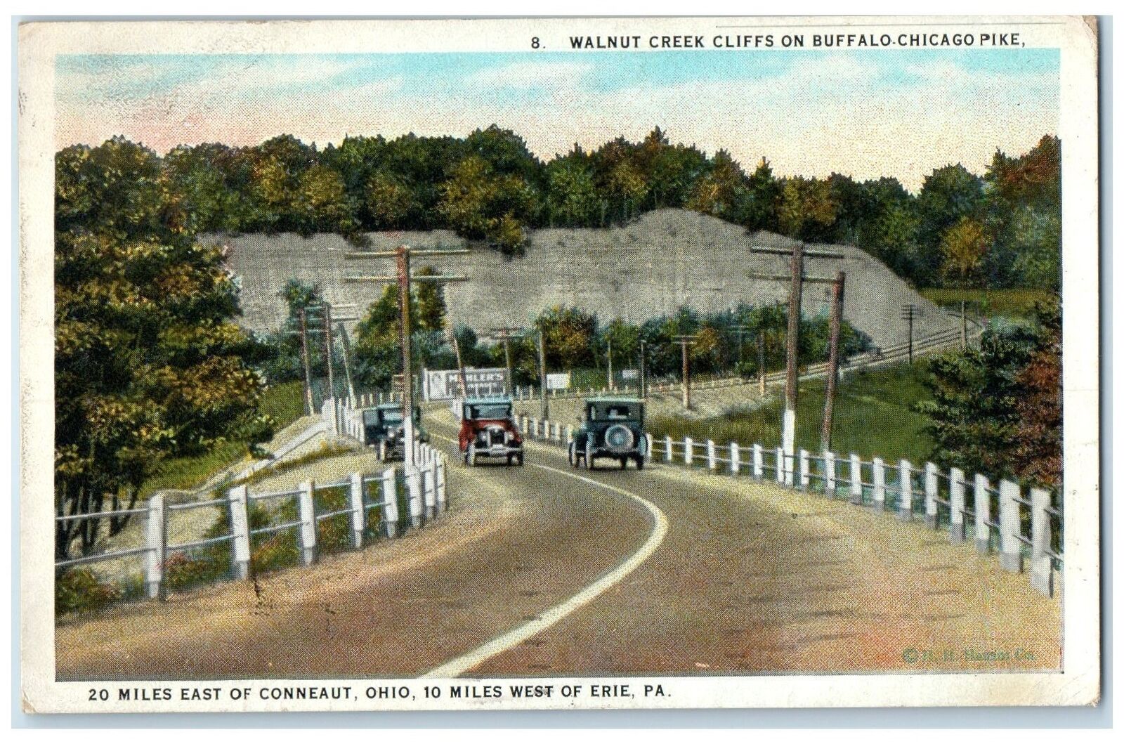 c1920's Walnut Creek Cliffs View On Buffalo Chicago Pike Near Erie PA Postcard