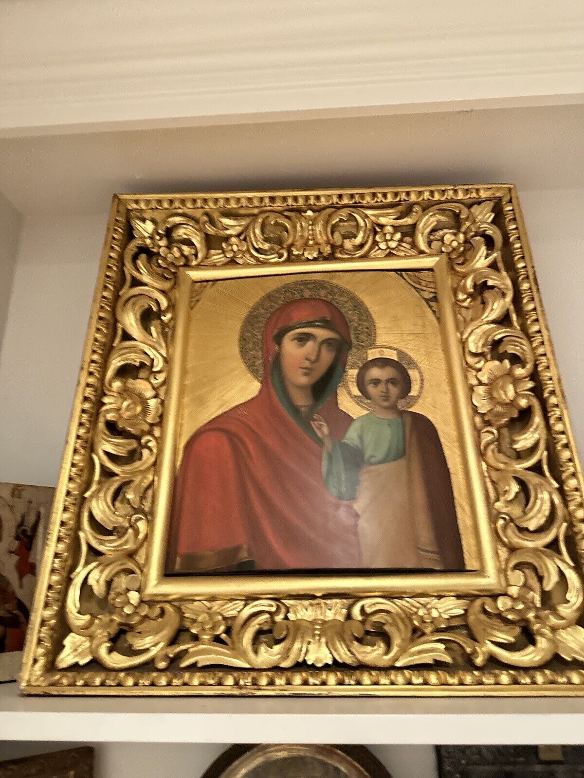 Greek Orthodox Russian Icon LARGE Frame 18th Century