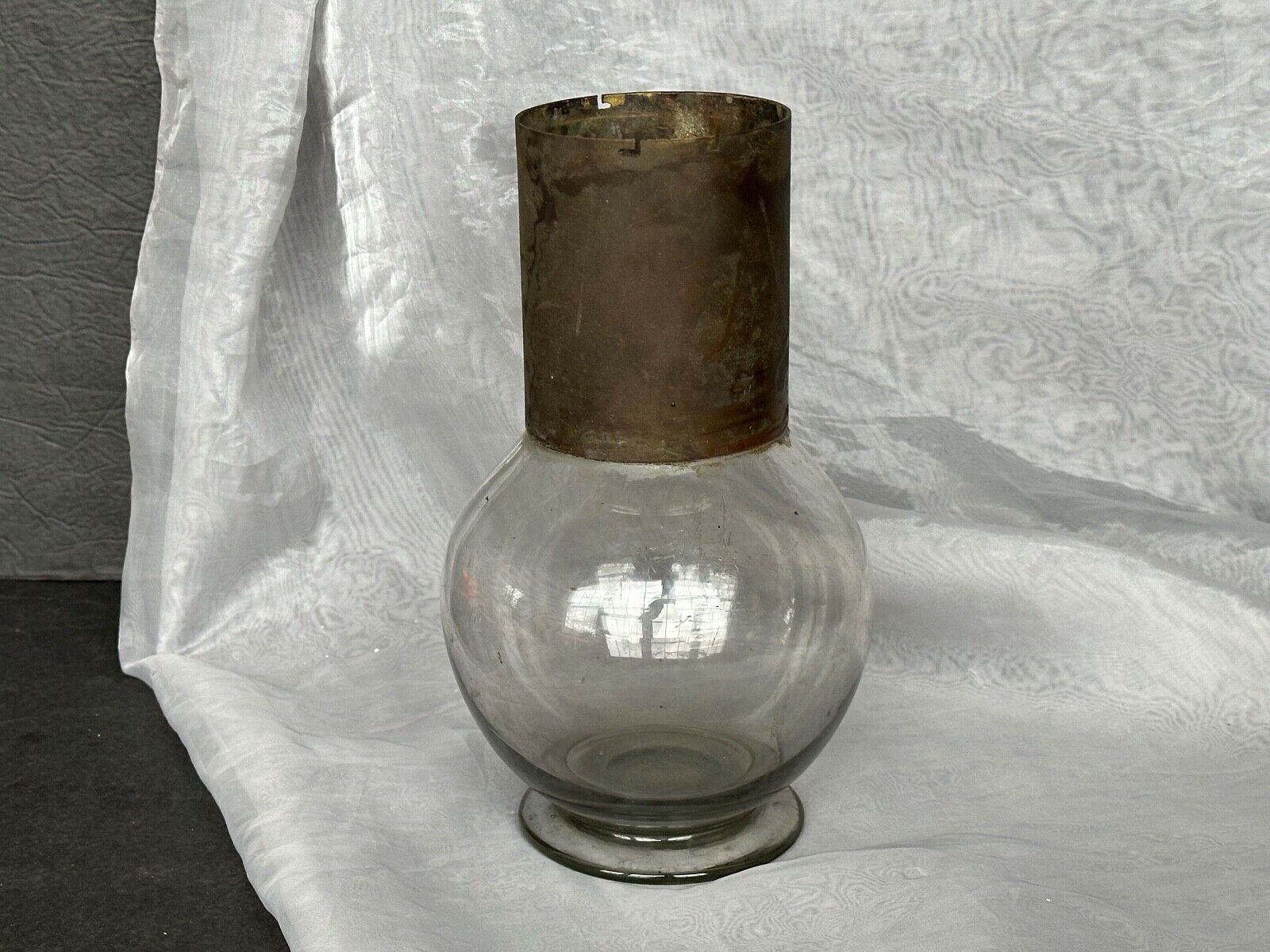 ANTIQUE Hand Blown Glass Lantern Lamp Base ? Industrial Salvage Unique Vase