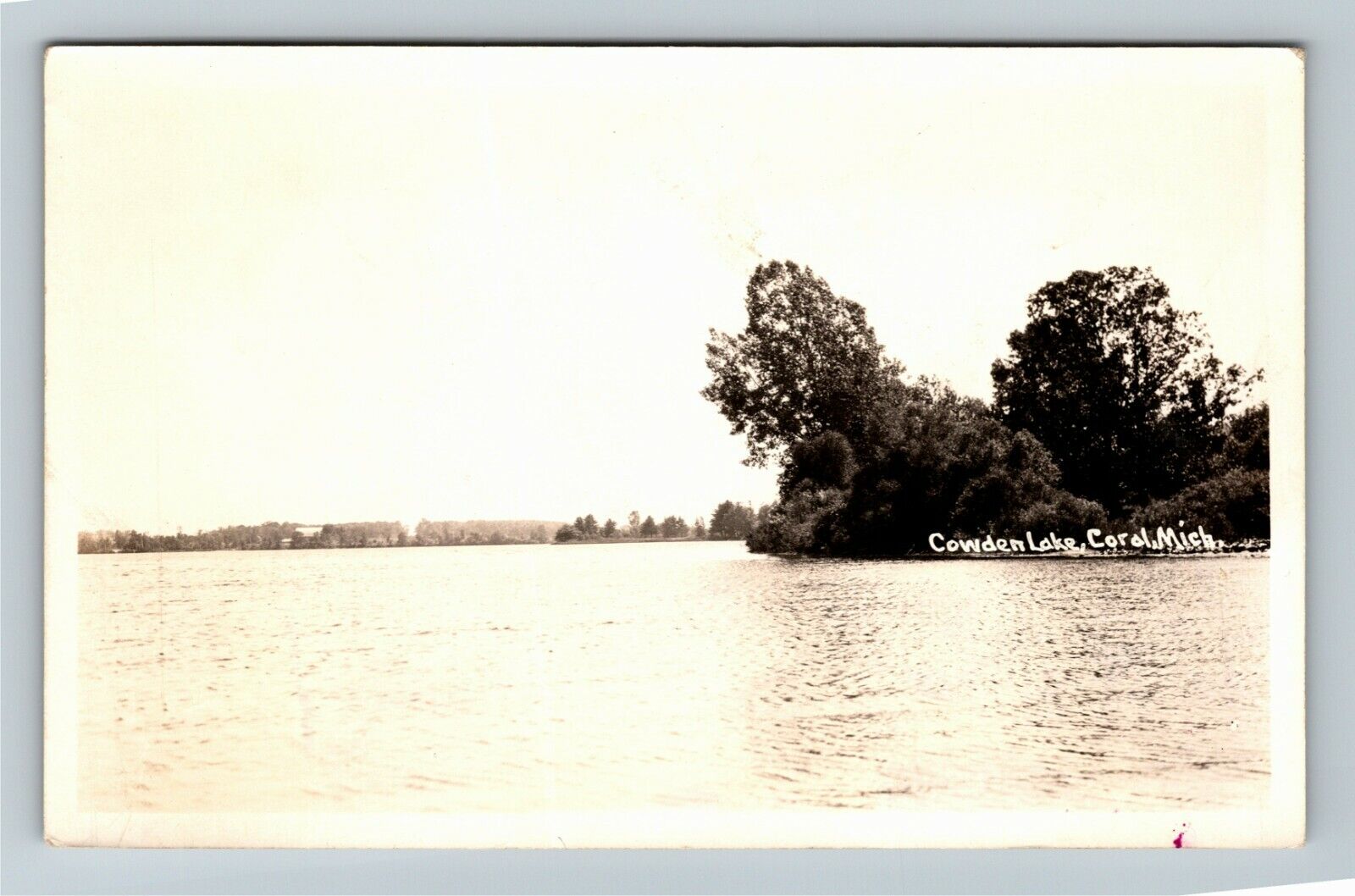 RPPC Coral MI-Michigan, Cowden Lake, Real Photo Vintage Souvenir Postcard