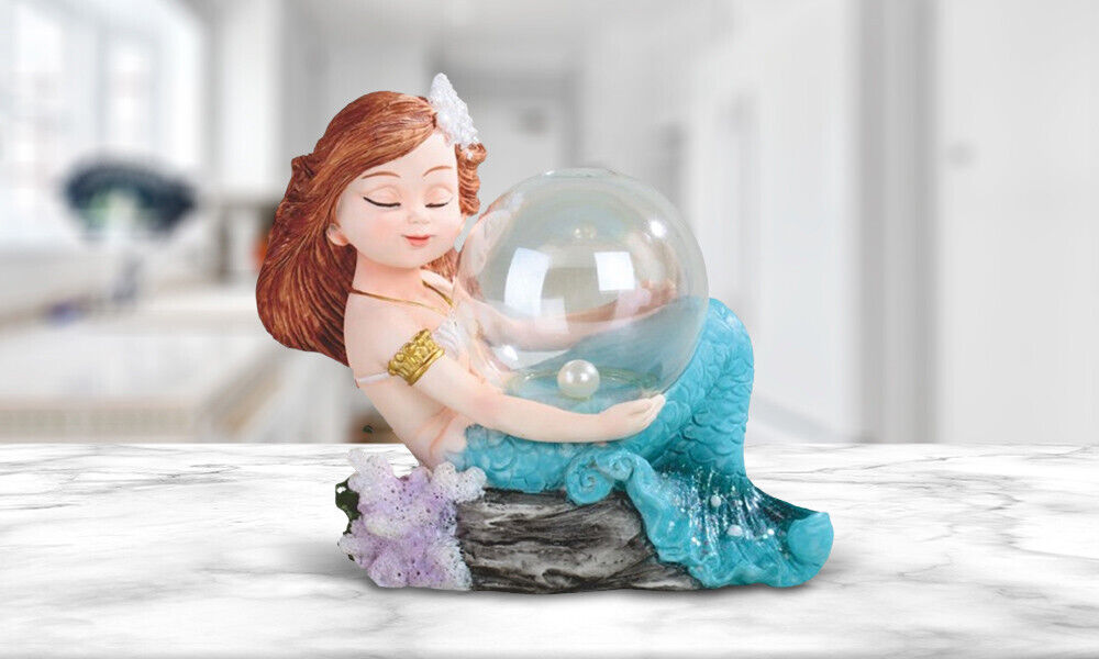 Mermaid Holding Clear Bubble Lovely Mergirl Statue 5.25\