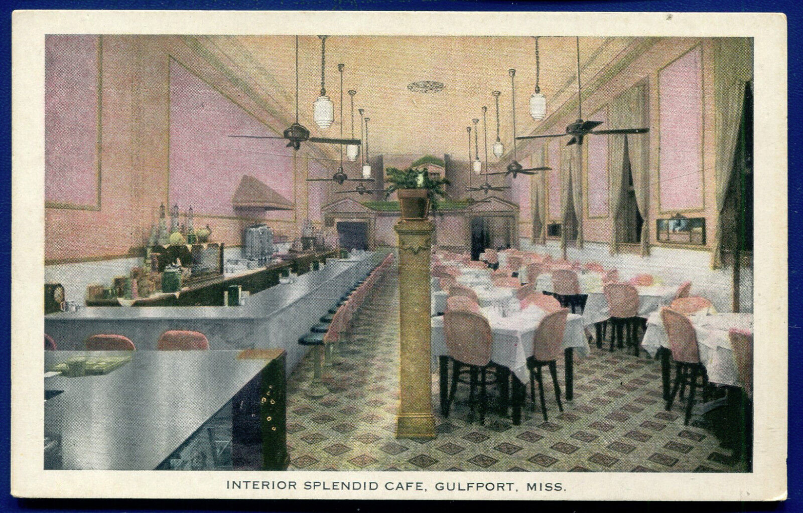 Gulfport Mississippi Splendid Cafe Interior Postcard