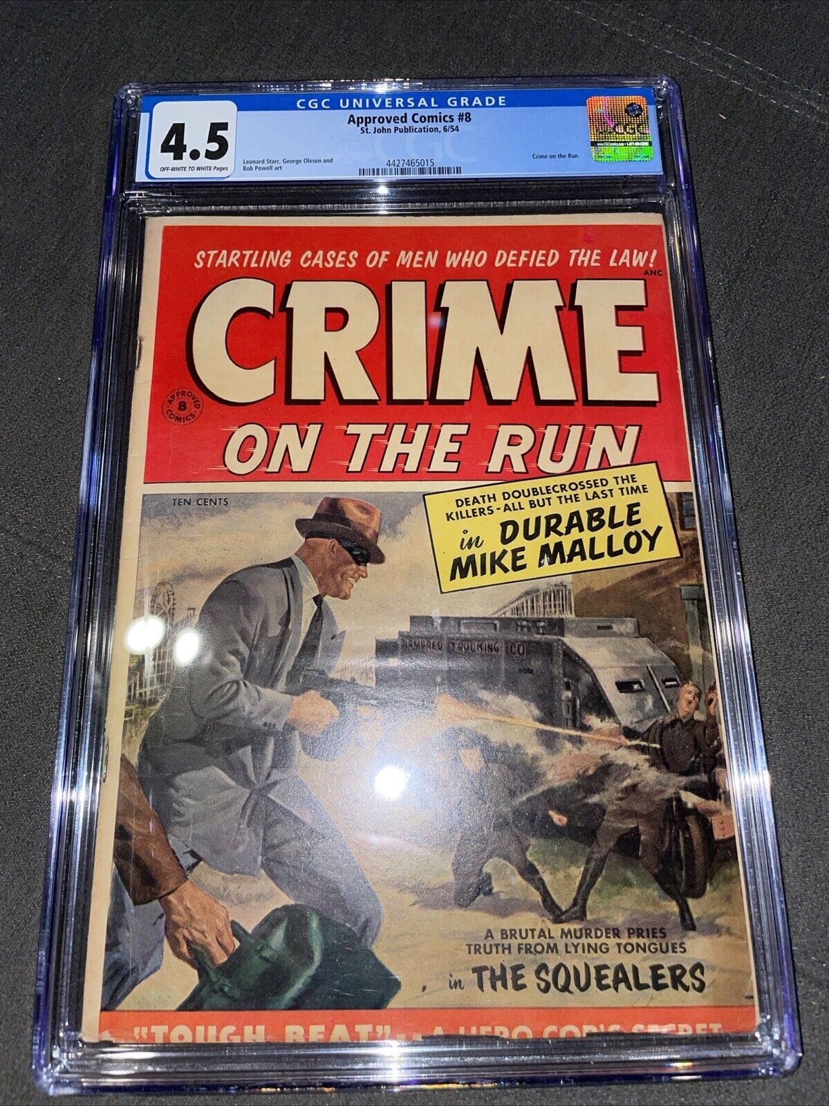 Approved Comics #8 Crime On The Run (1954, St. John) CGC 4.5 OW-White Top Census