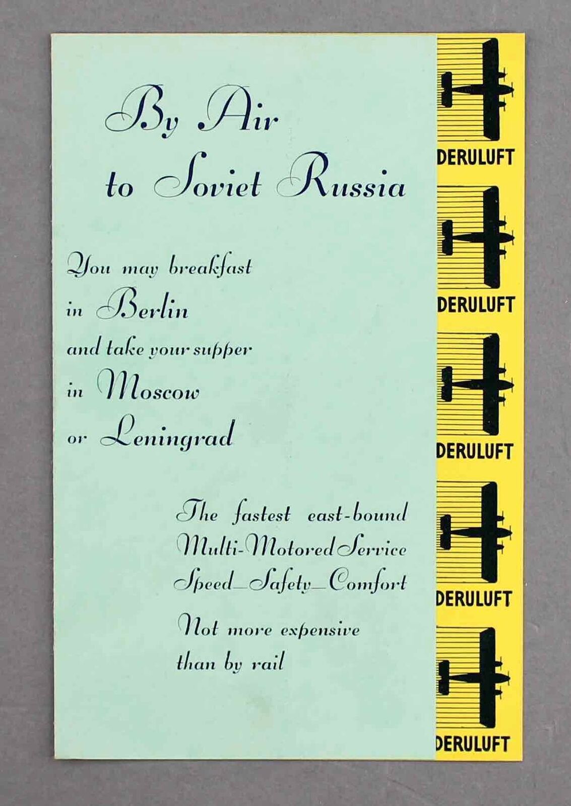 DERULUFT VINTAGE PRE-WAR AIRLINE TIMETABLE 1934 BERLIN - MOSCOW / LENINGRAD