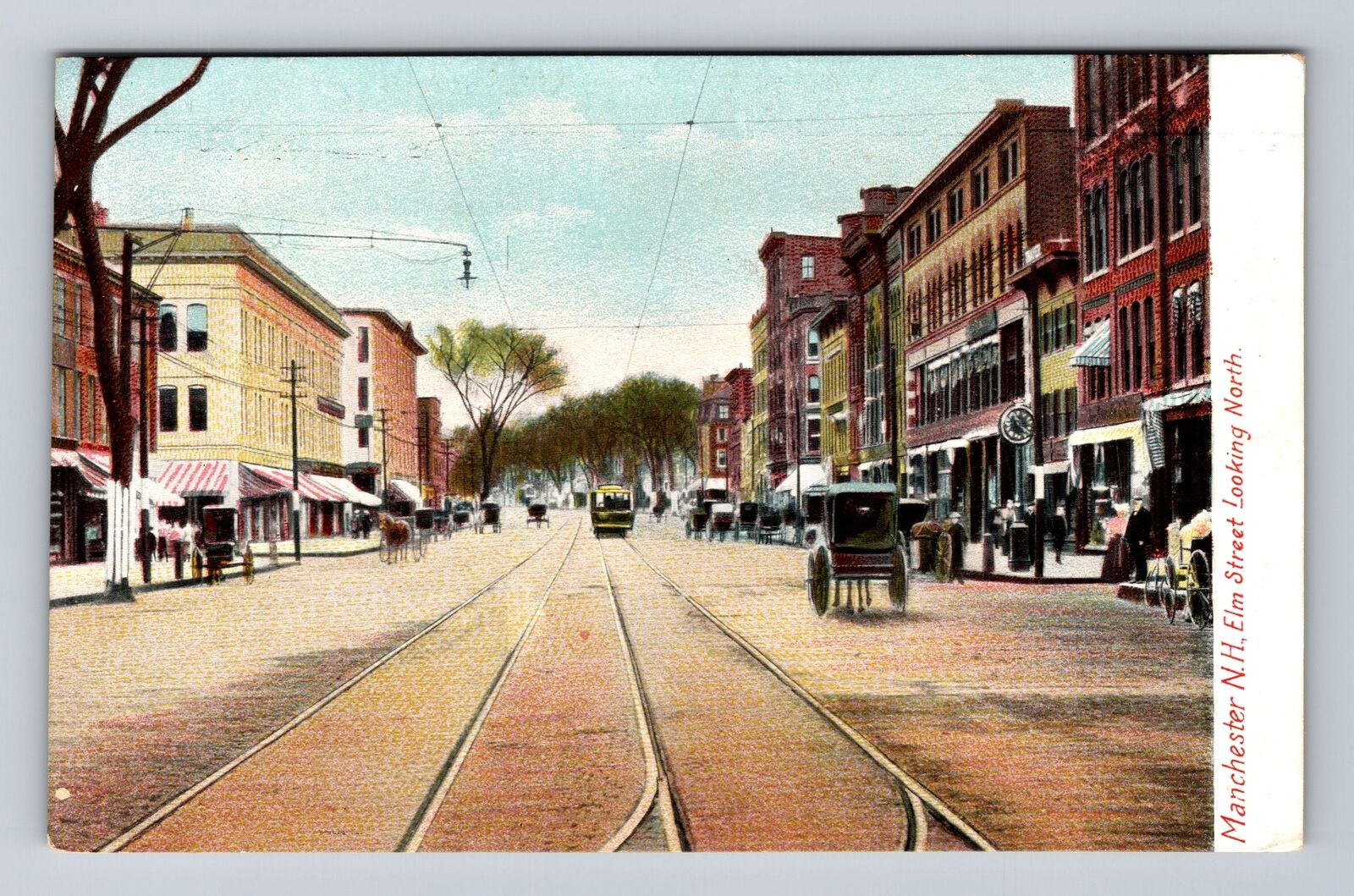 Manchester NH-New Hampshire, Elm Street, Antique, Vintage Postcard