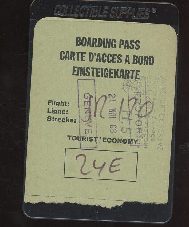 1968 Geneva Airport Boarding Pass Tourist Economy
