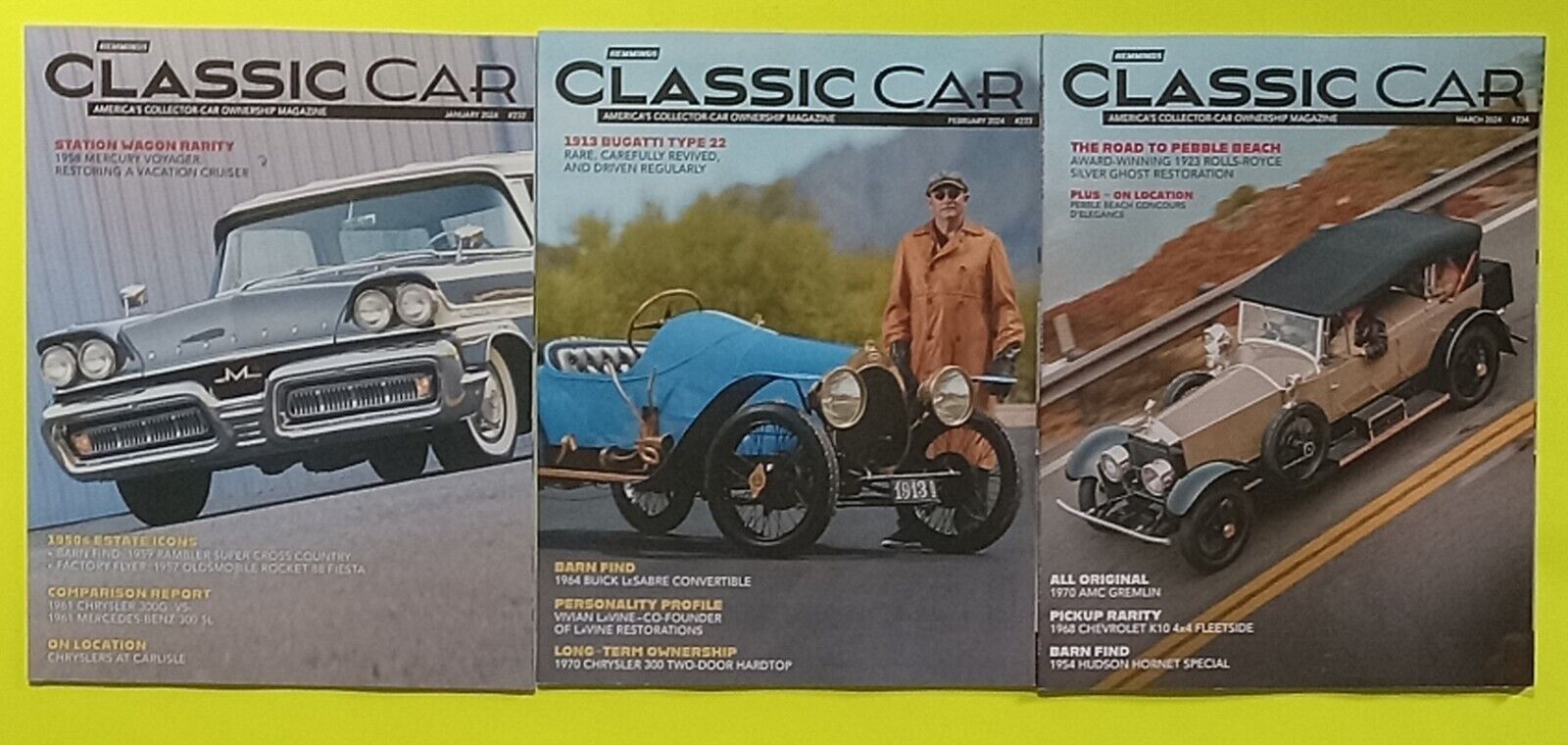 Classic Car Magazine Lot Of 3 Feb-March-Apr 2024 MINT