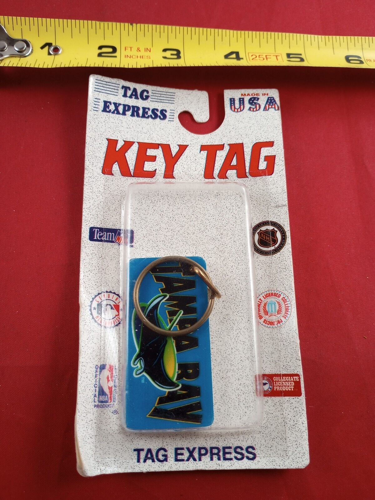 NIP Vtg Tampa Bay Devil Rays Baseball Keychain Key Ring Chain Hangtag Fob *524