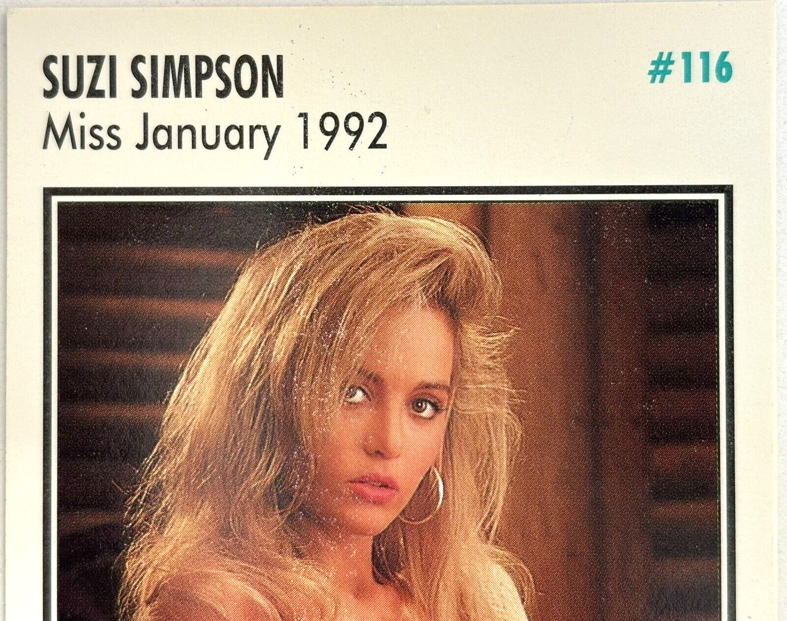 1993 Playboy Auto Card ~ SUZI SIMPSON Auto/Signed ~ Miss JAN 1992