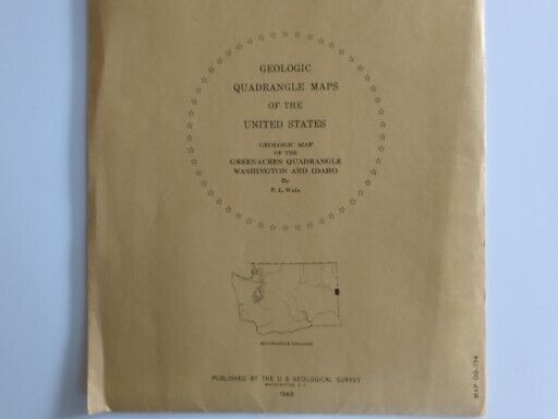 USGS GQ-734 Geologic Quadrangle Maps Green Acres Quad 1968 Washington And Idaho.