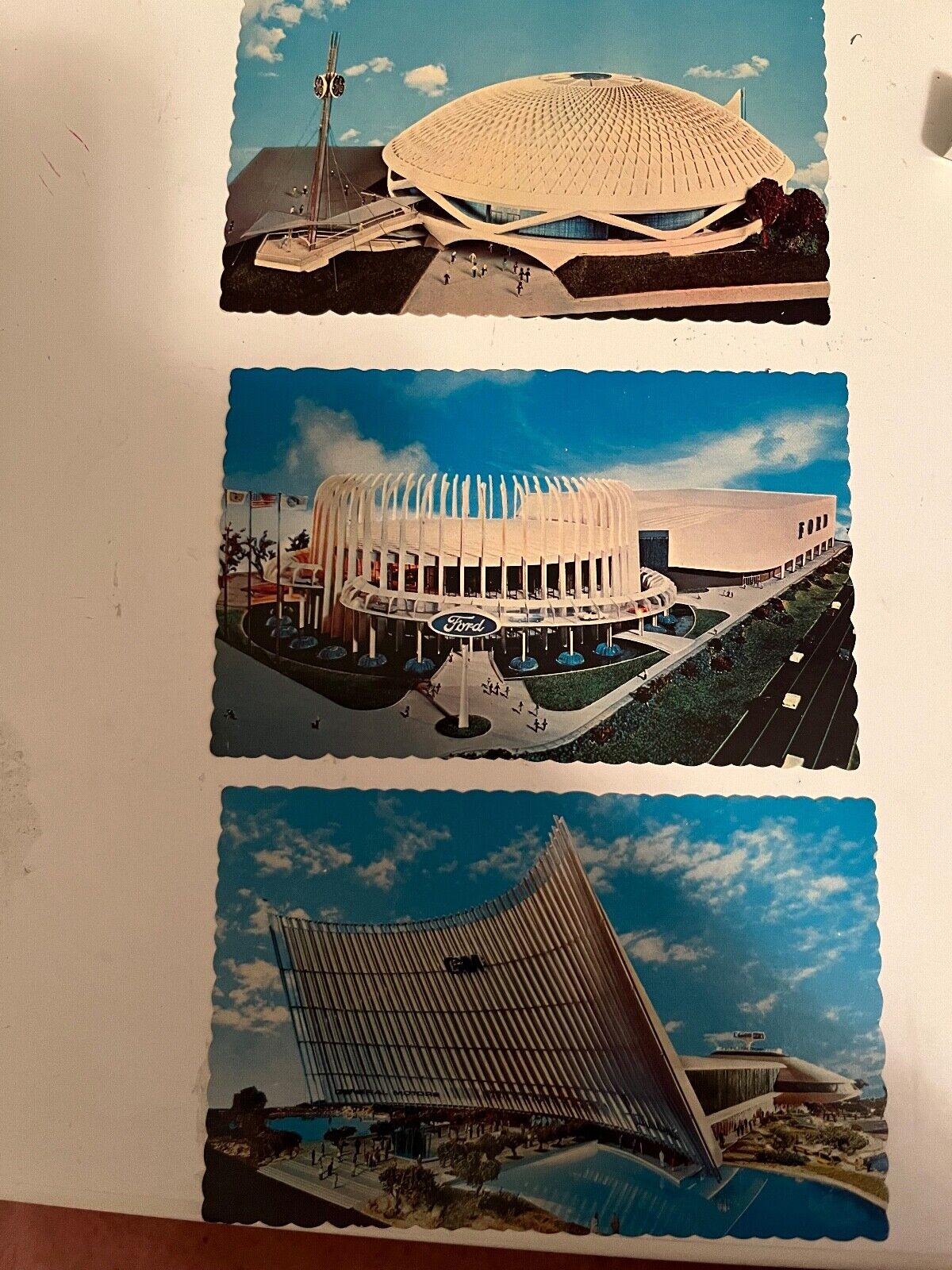 Three vintage postcards from 1964-65 World\'s Fair