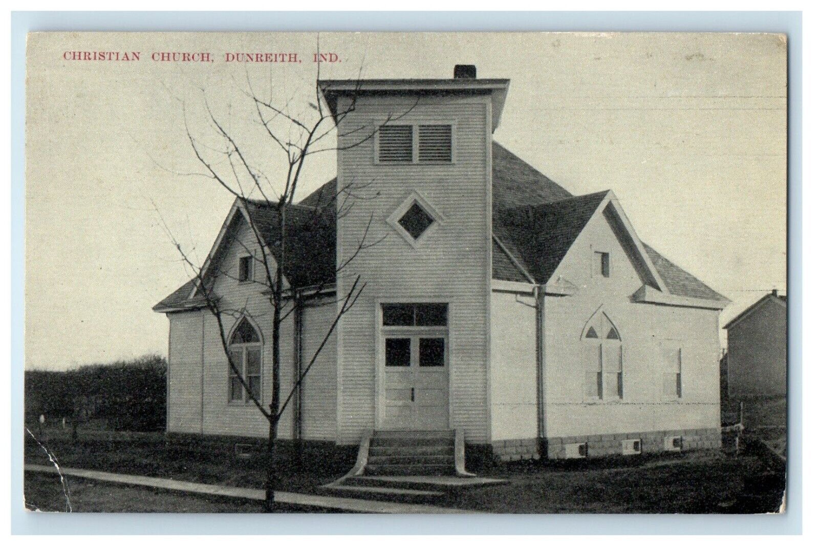 1914 View Of Christian Church Dunreith Indiana IN Posted Antique Postcard