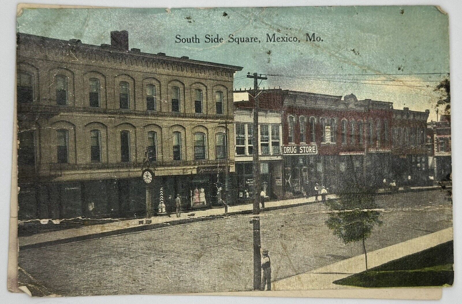 1907-1915 South Side Square Postcard Mexico Missouri MO