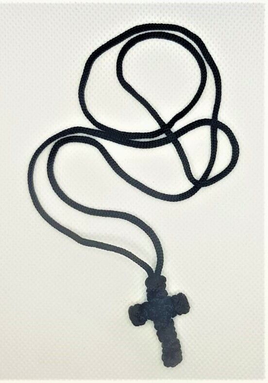 cross pendant hand made komboskini by nuns from Jerusalem special wool rope