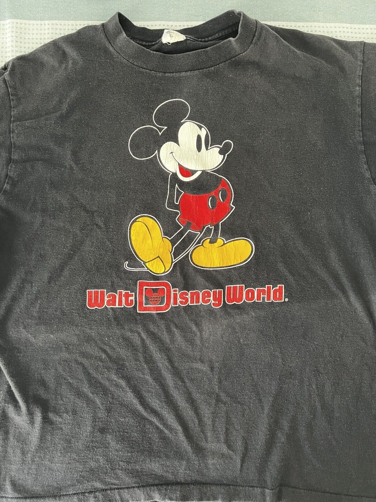 Vintage 80s Walt Disney World Parks Mickey T Shirt Size L/XL Black Single Stitch