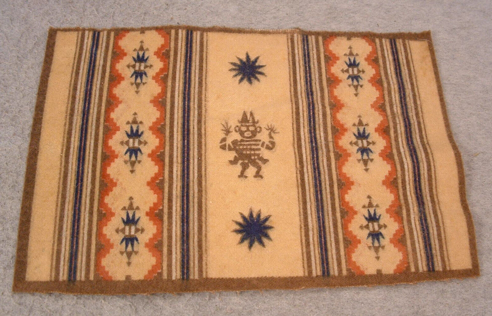 Antique 1890\'s American Tobacco Co Dancing Navajo Indian Felt Miniature Rug