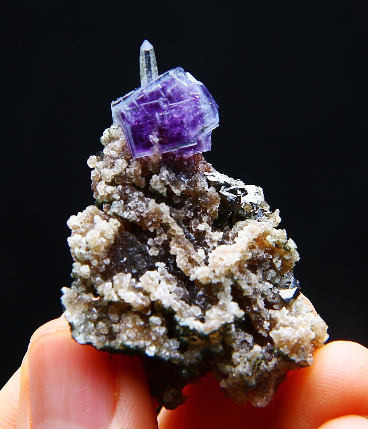 22.7g rare specimen Cubic Purple Phantom fluorite top crystal/China