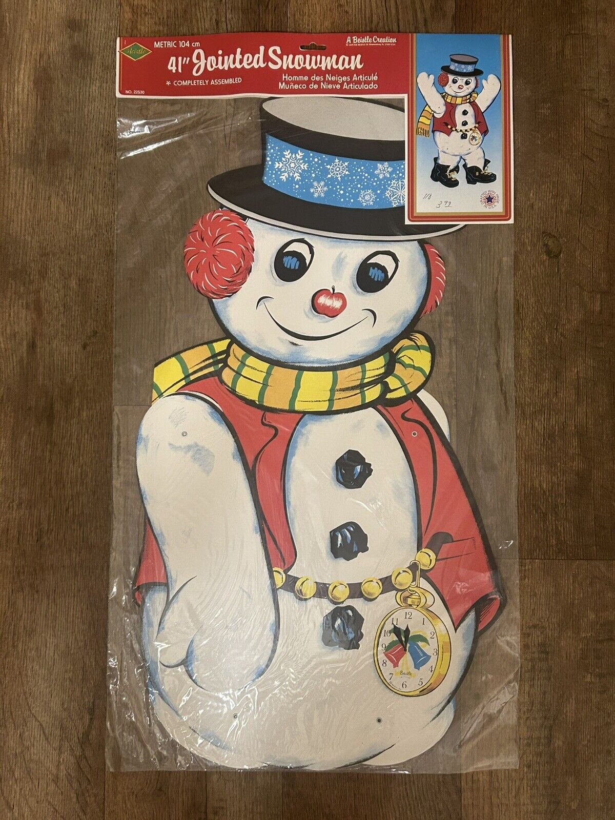 Vtg NEW 41” Fully Jointed SNO-MAN Snowman Beistle Creation 1980 NEW USA Decor