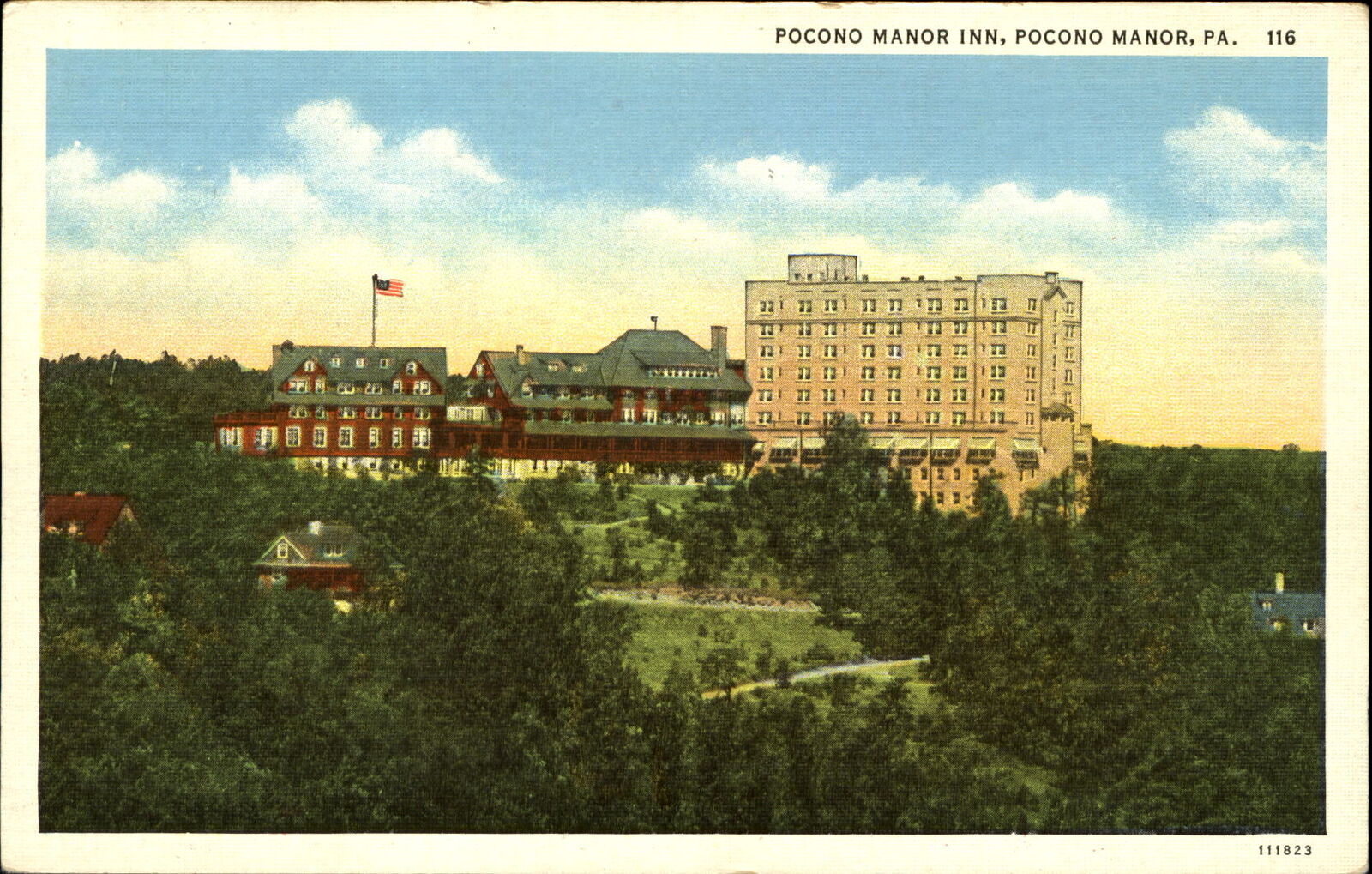 Pocono Manor Inn ~ Pocono Manor Pennsylvania PA ~ 1930s  vintage postcard