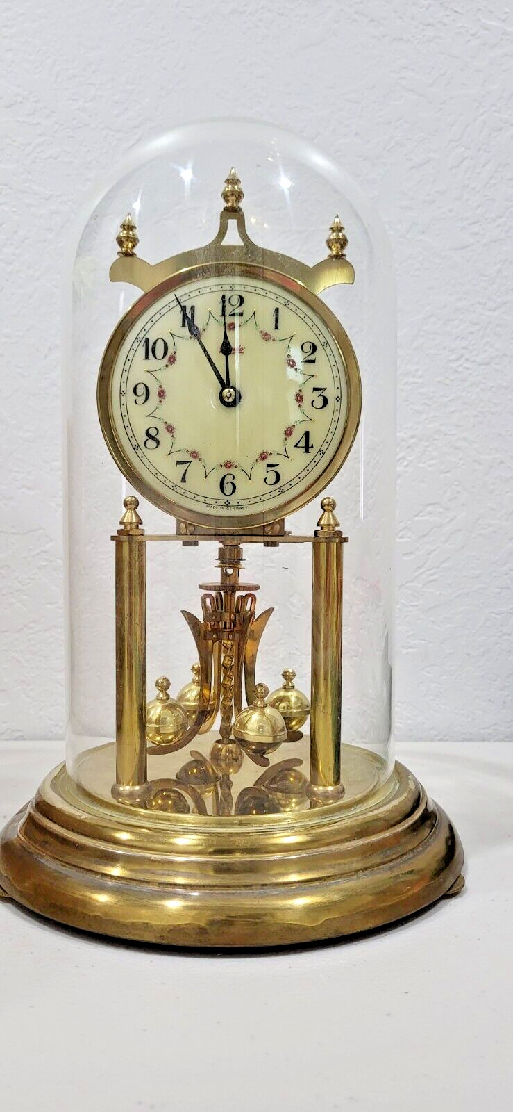 Kieninger & Obergfell Kundo Anniversary Clock w/ Glass Dome - West Germany