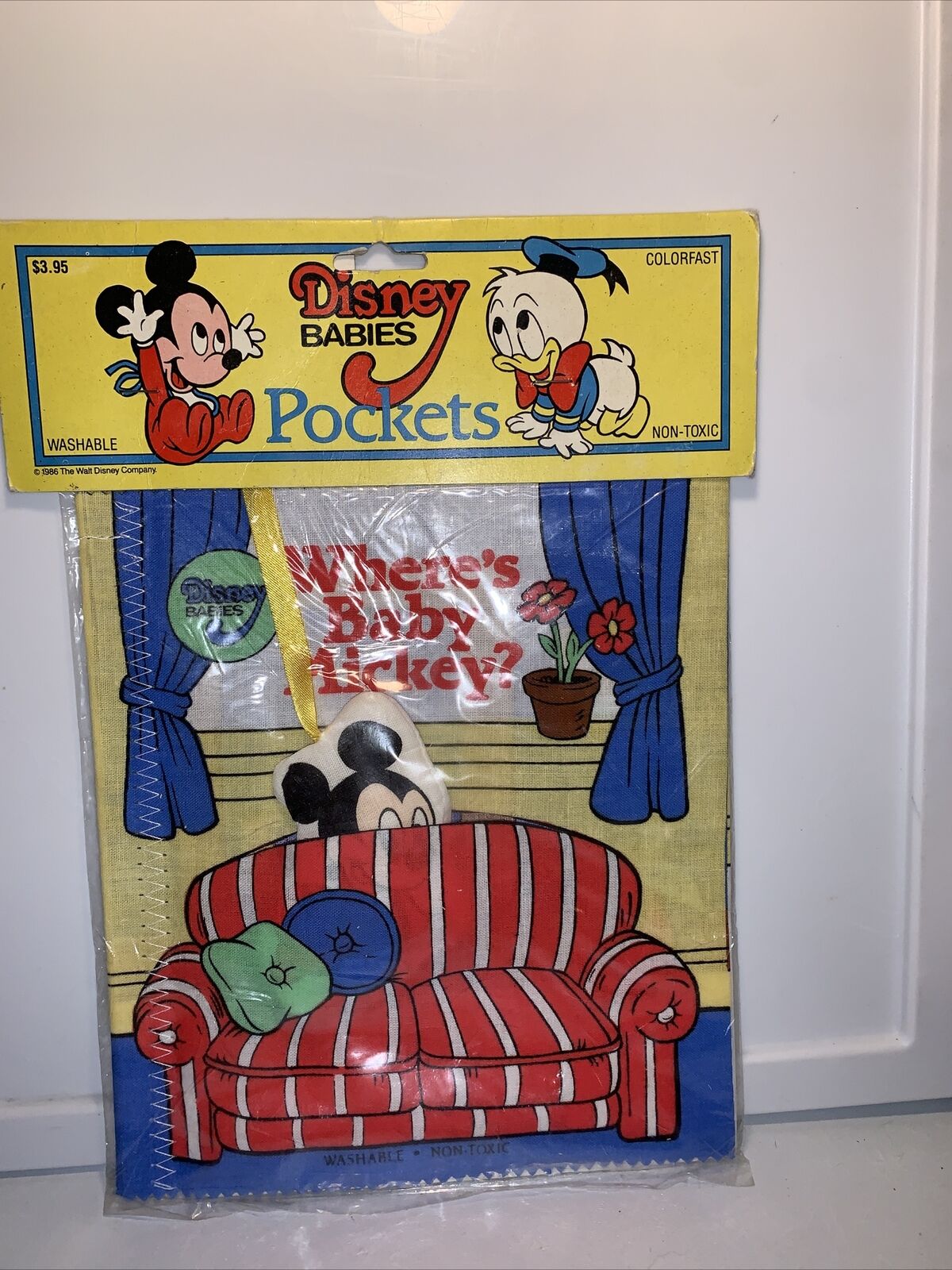 1986 Walt Disney Co Disney Babies Where’s Baby Mickey? Fabric Book NOS